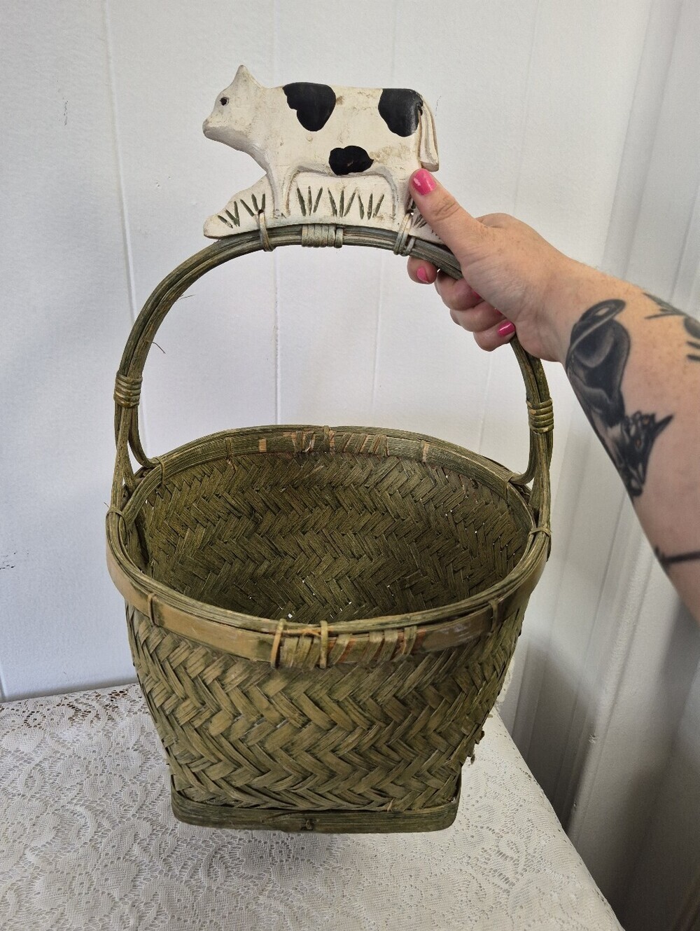 Woven Cow Basket - Picture 10 of 10